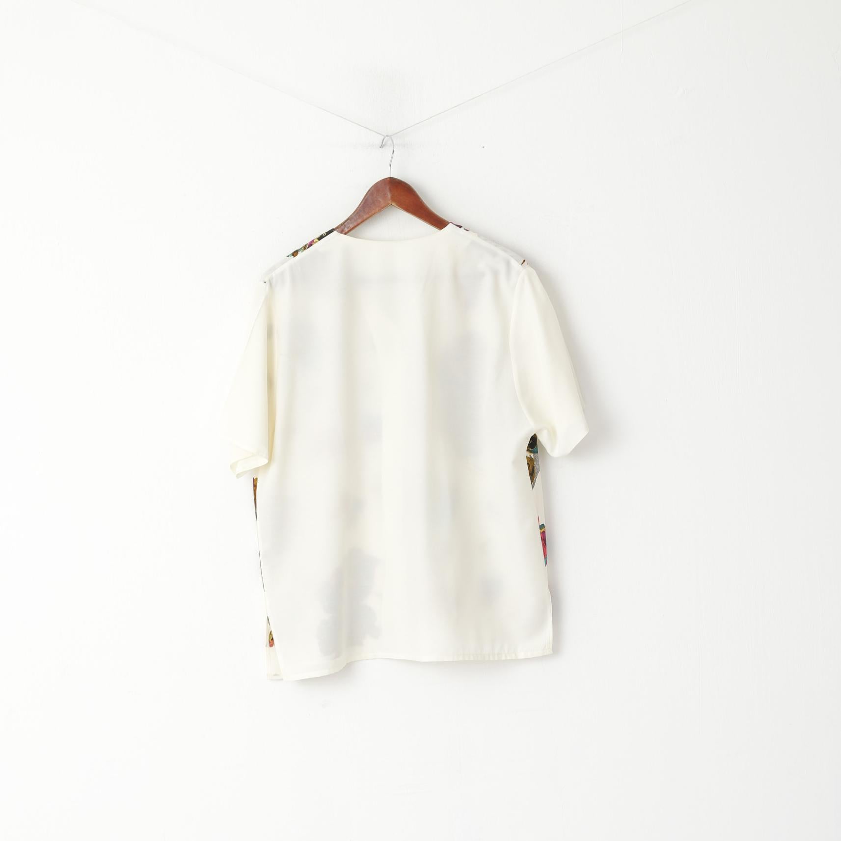 Camicia Gold Dust da donna 14 L Top elegante a maniche corte con bottoni astratti beige