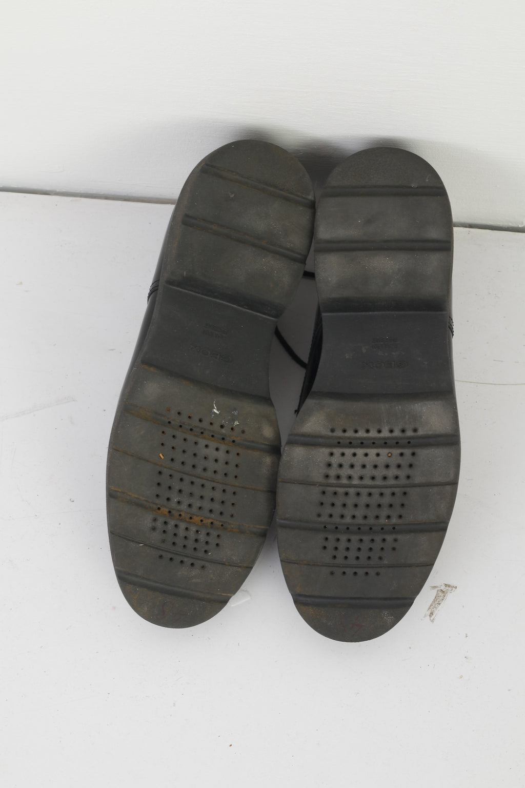 Geox Respira Men 45 Shoes Black Shiny Leather Italian Patent Comfort Lace Up