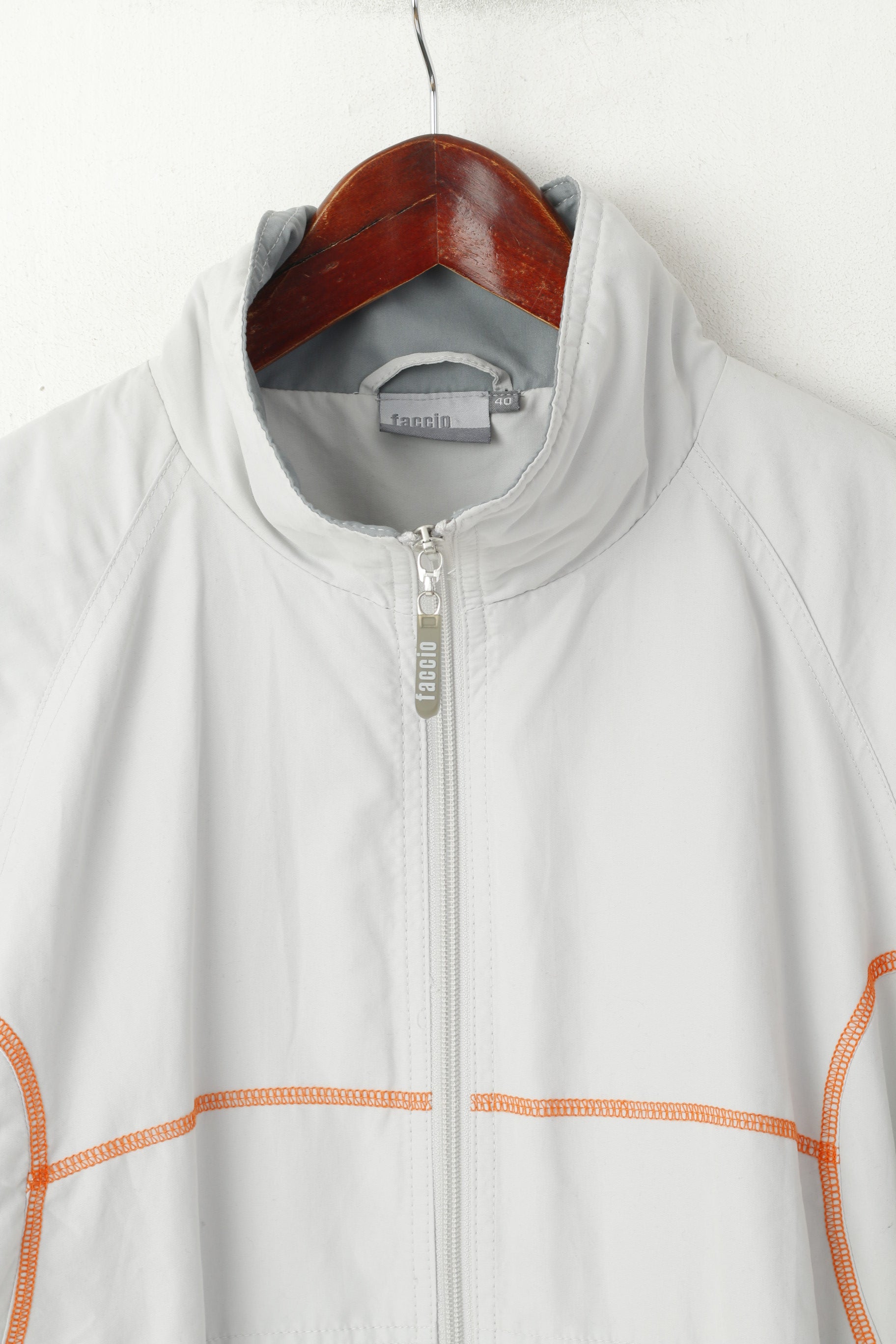 Faccio Men 40 M Jacket Grey Sportswear Lightweight Full Zipper Retro Top