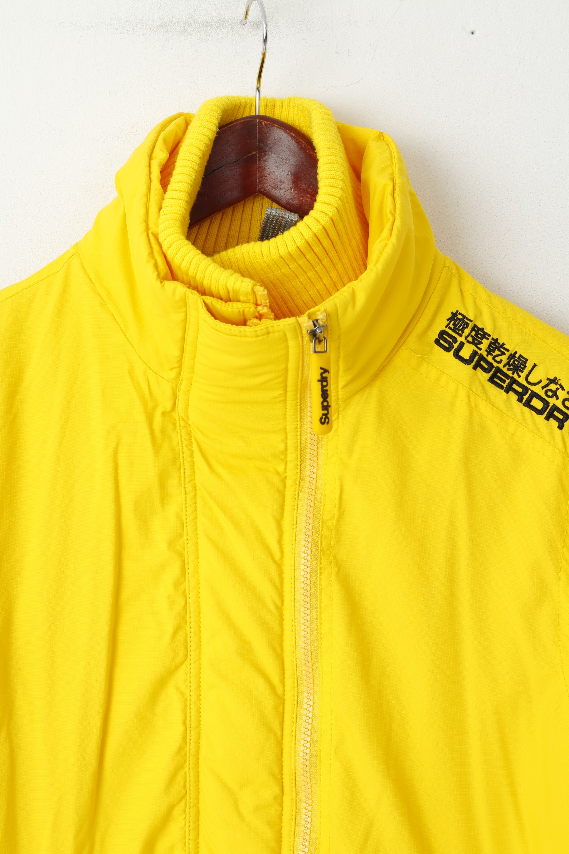 Superdry Women S Jacket Yellow Double Blacklabel Nylon 3 Zippers Lightweight Top