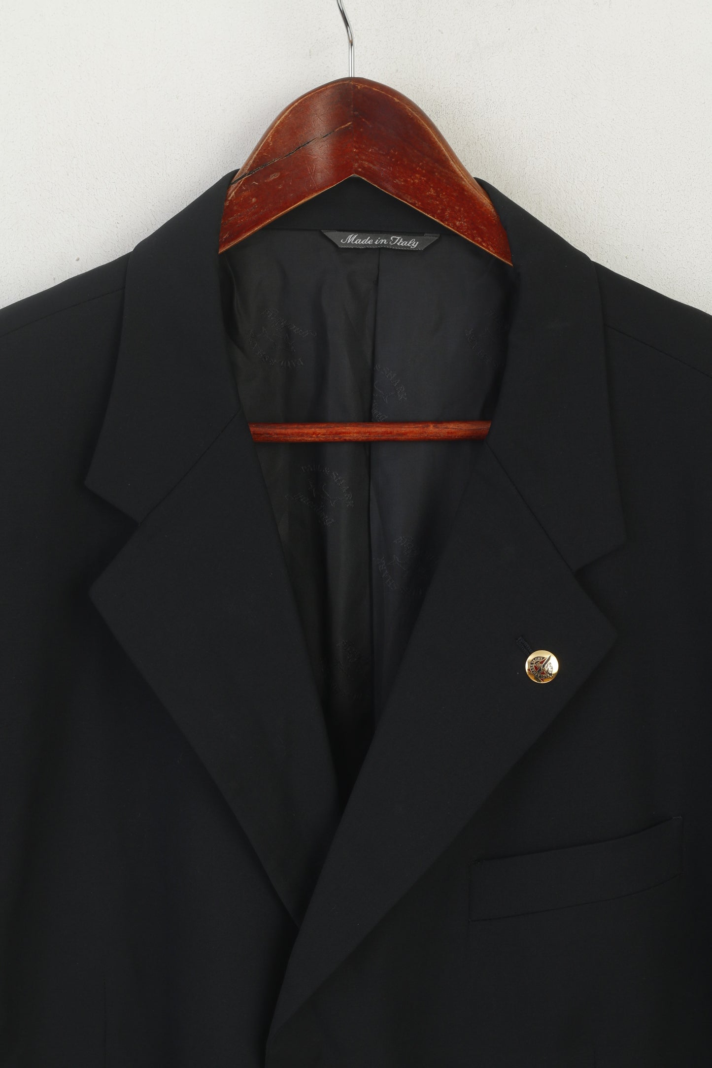 Paul & Shark Loro Piana Men 56 46 Blazer Black Wool Made in Italy Single Breasted Jacket