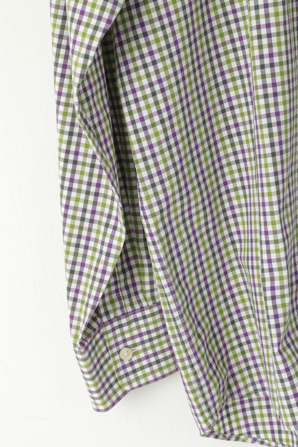 GANT Men L Casual Shirt Green Purple Check Cotton Comfy Poplin Long Sleeve Top