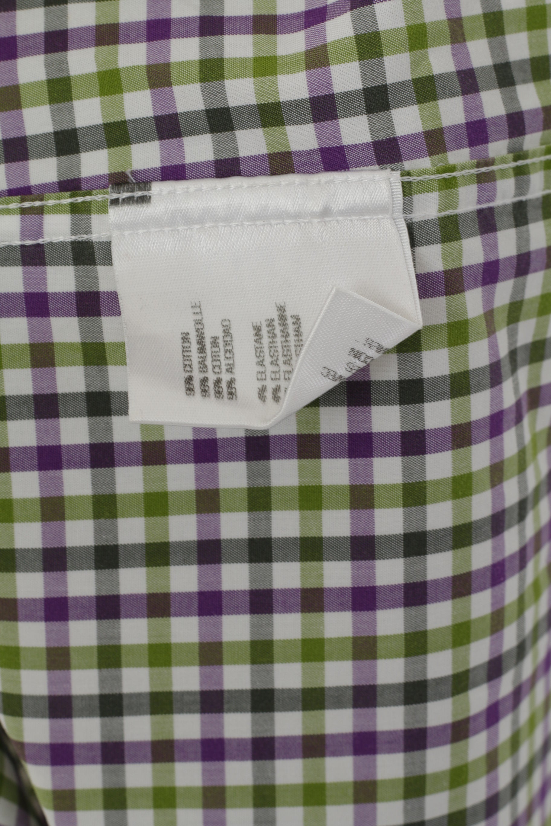 GANT Men L Casual Shirt Green Purple Check Cotton Comfy Poplin Long Sleeve Top