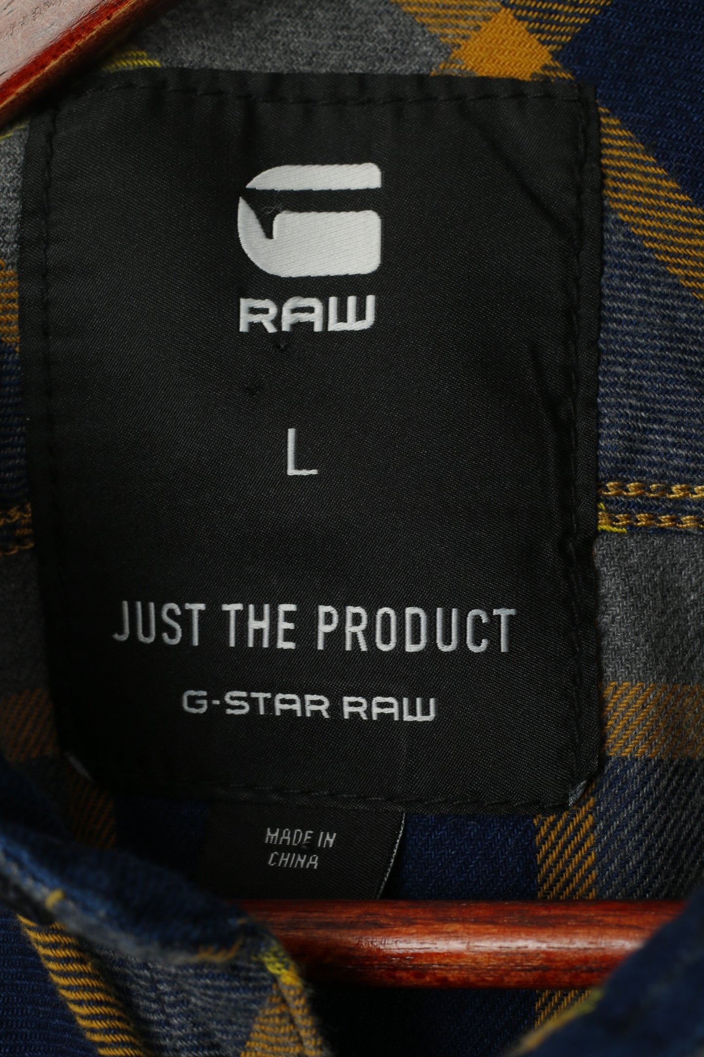 G-STAR RAW Men L Chemise décontractée Bleu marine à carreaux en coton Arc 3D Haut à manches longues