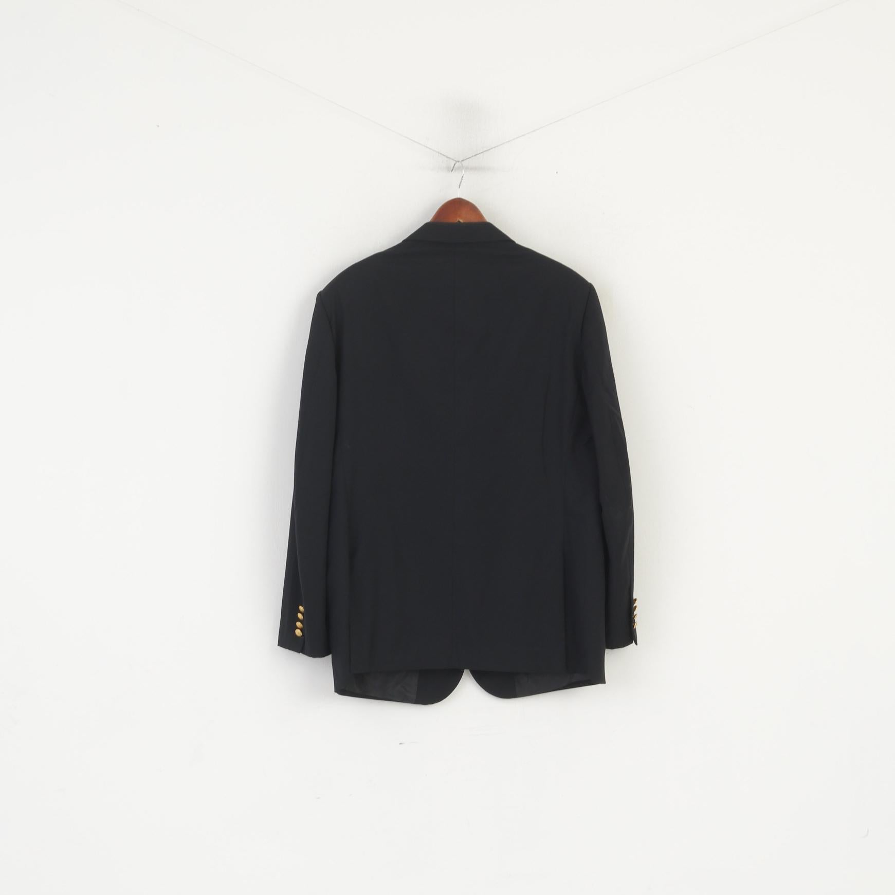 Paul & Shark Loro Piana Men 56 46 Blazer Black Wool Made in Italy Single Breasted Jacket