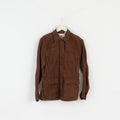 Timberland Women 38 10 S Jacket Brown Cotton Linen Blend Zip Up Top