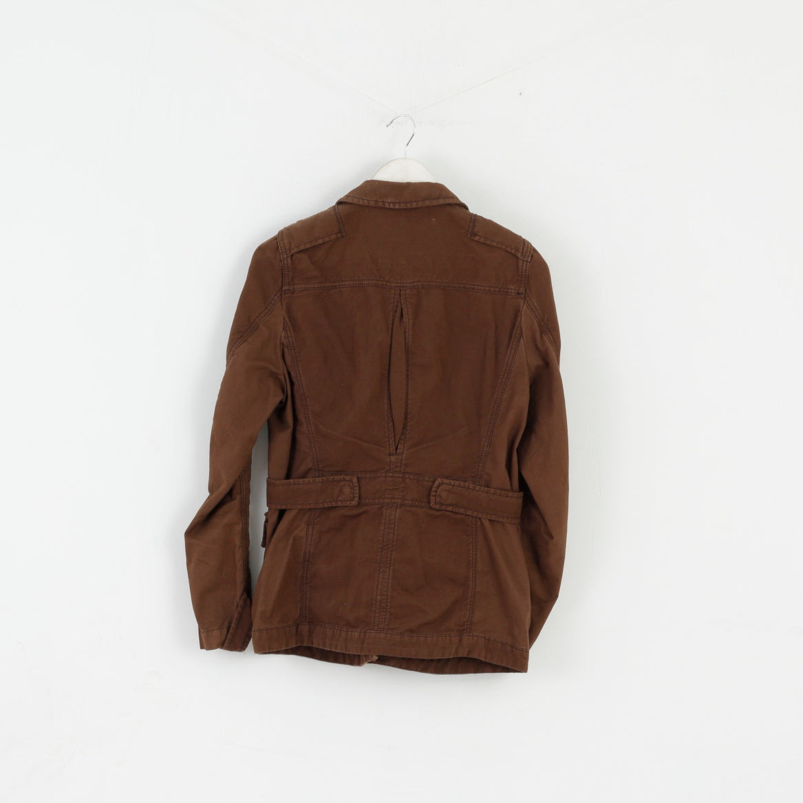 Timberland Women 38 10 S Jacket Brown Cotton Linen Blend Zip Up Top