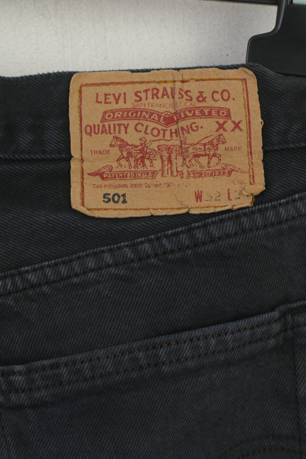 Pantaloni jeans Levi's 501 da donna 32 Pantaloni in denim dritto vintage in cotone blu scuro