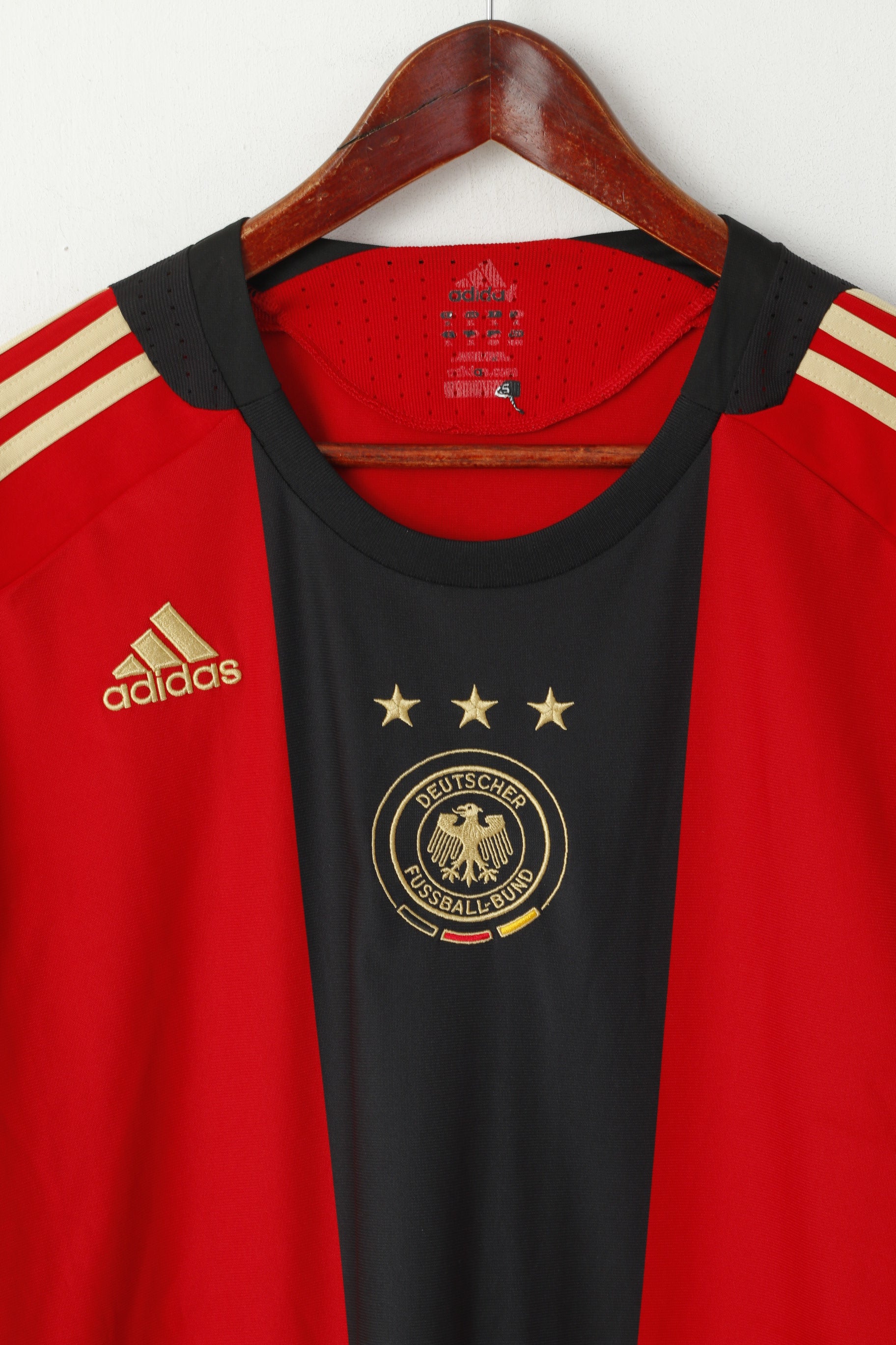 Adidas Hommes XL Chemise Rouge Deutscher Fussball Bund Football Vintage Jersey Top