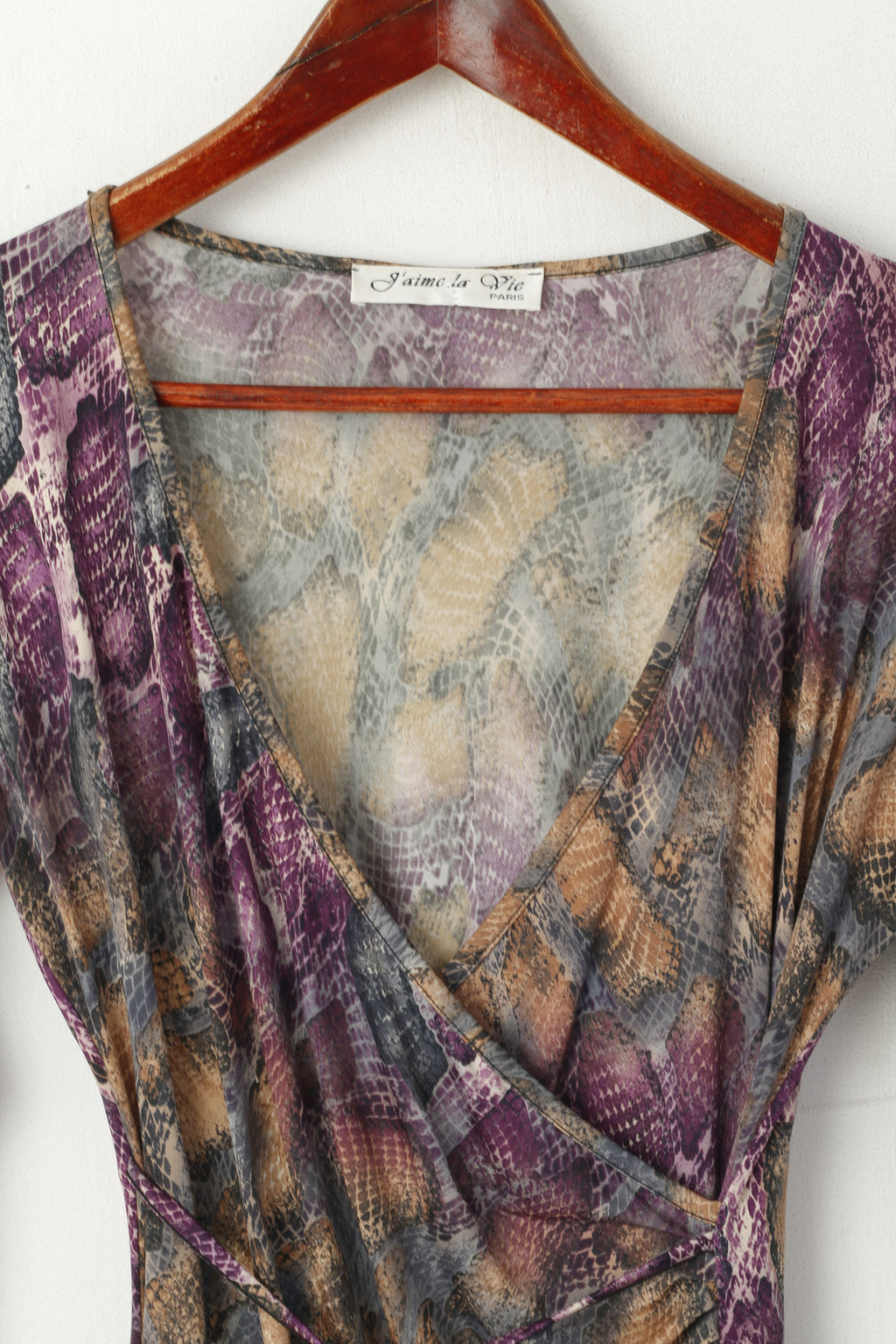 J'aime la vie Women 2 S Midi Dress Purple Snake Buggy Robe Made in France