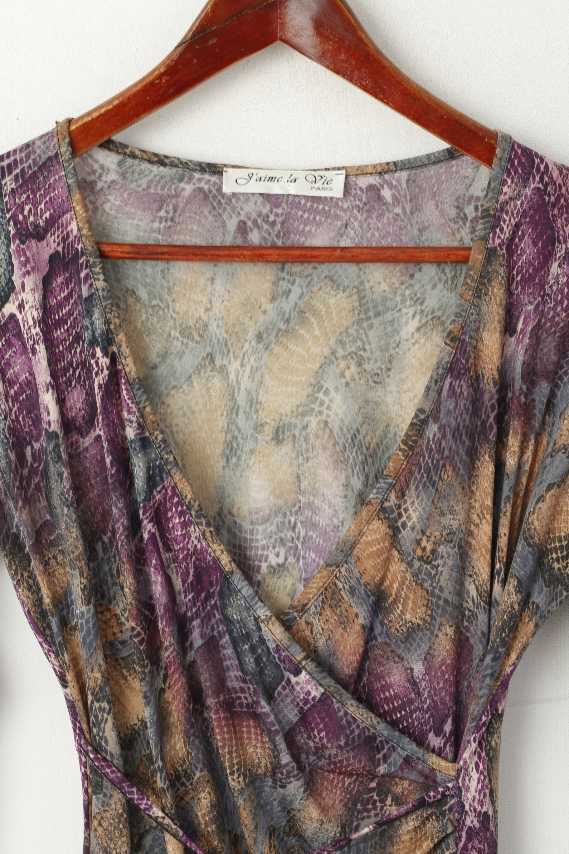 J'aime la vie Women 2 S Midi Dress Purple Snake Buggy Robe Made in France