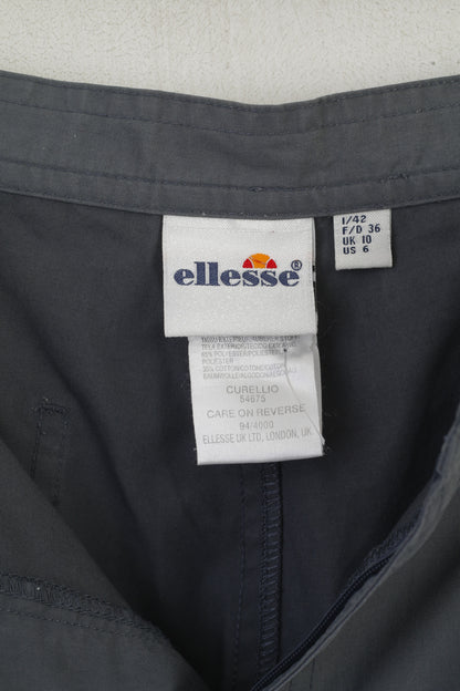 Ellesse Women 10 36 S Capri Pants Grey Sportswear Zip Leg Cropped Trousers