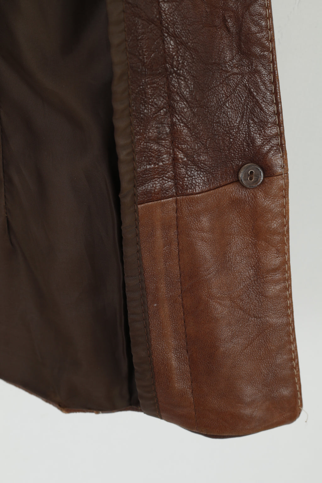 MONICA Giacca da donna S/M Giacca in pelle marrone con bottoni multi tasche e spalline