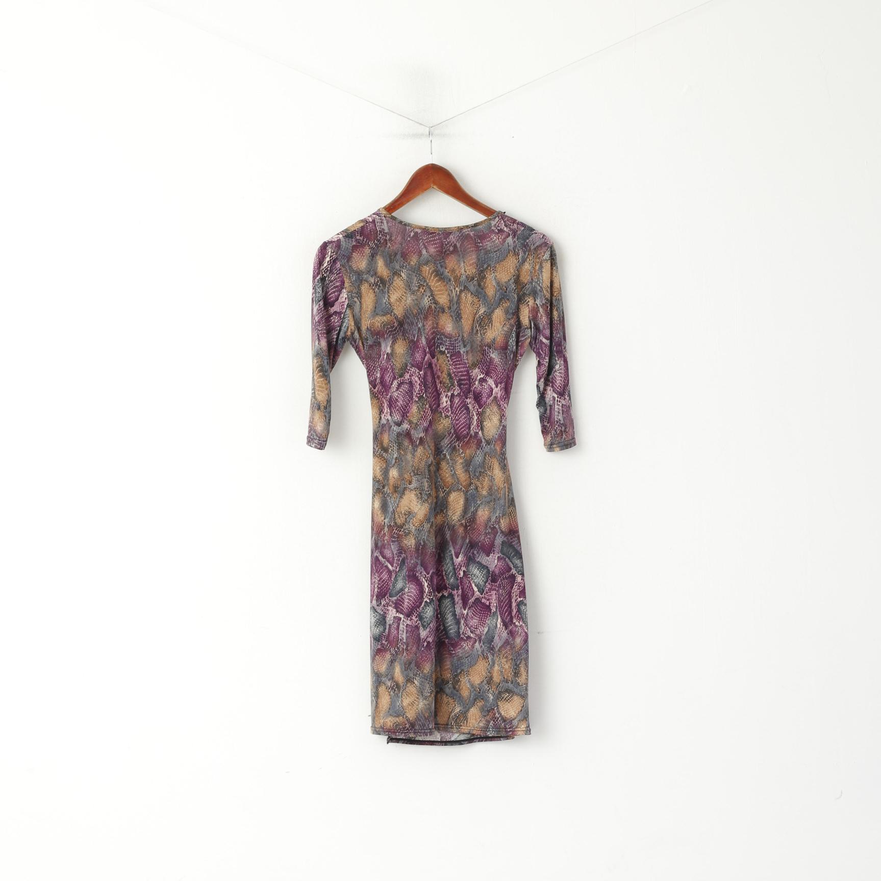 J'aime la vie Women 2 S Midi Dress Purple Snake Buggy Robe Made in France