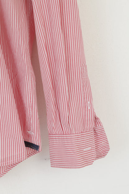 Dockers San Francisco Men XL (L) Casual Shirt Red Striped Cotton Long Sleeve Top