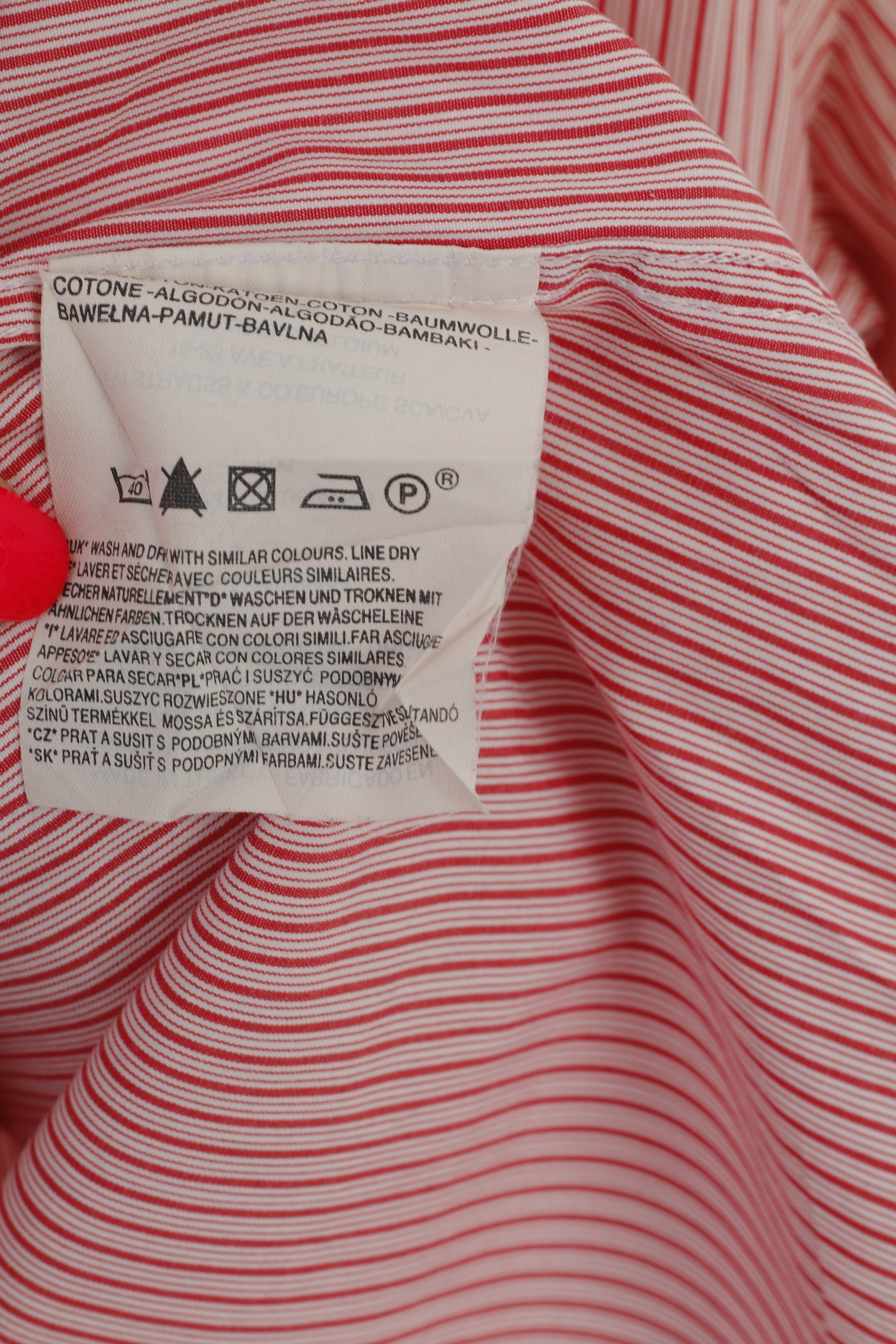 Dockers San Francisco Men XL (L) Casual Shirt Red Striped Cotton Long Sleeve Top