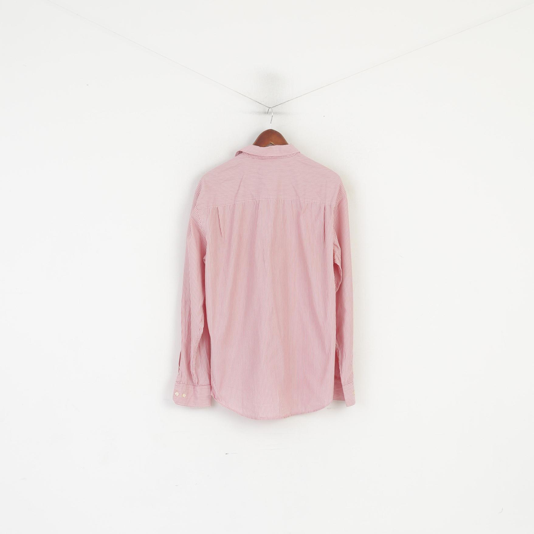 Dockers San Francisco Men XL (L) Casual Shirt Red Striped Cotton Long Sleeve Top