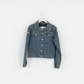 Gaastra femmes 38 M veste en jean bleu recadrée coton sale haut brodé