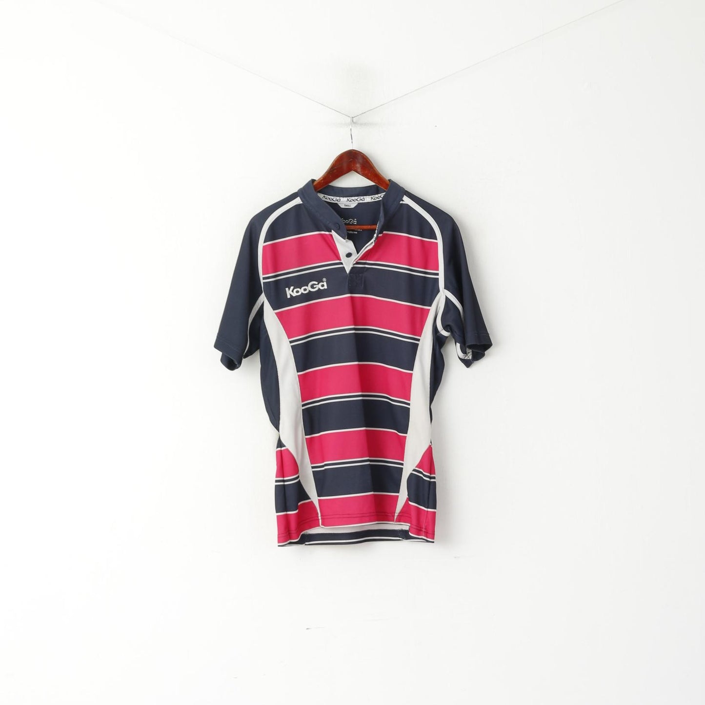 KooGa Men S Shirt Navy Pink Striped Rugby Official Match Jersey Top