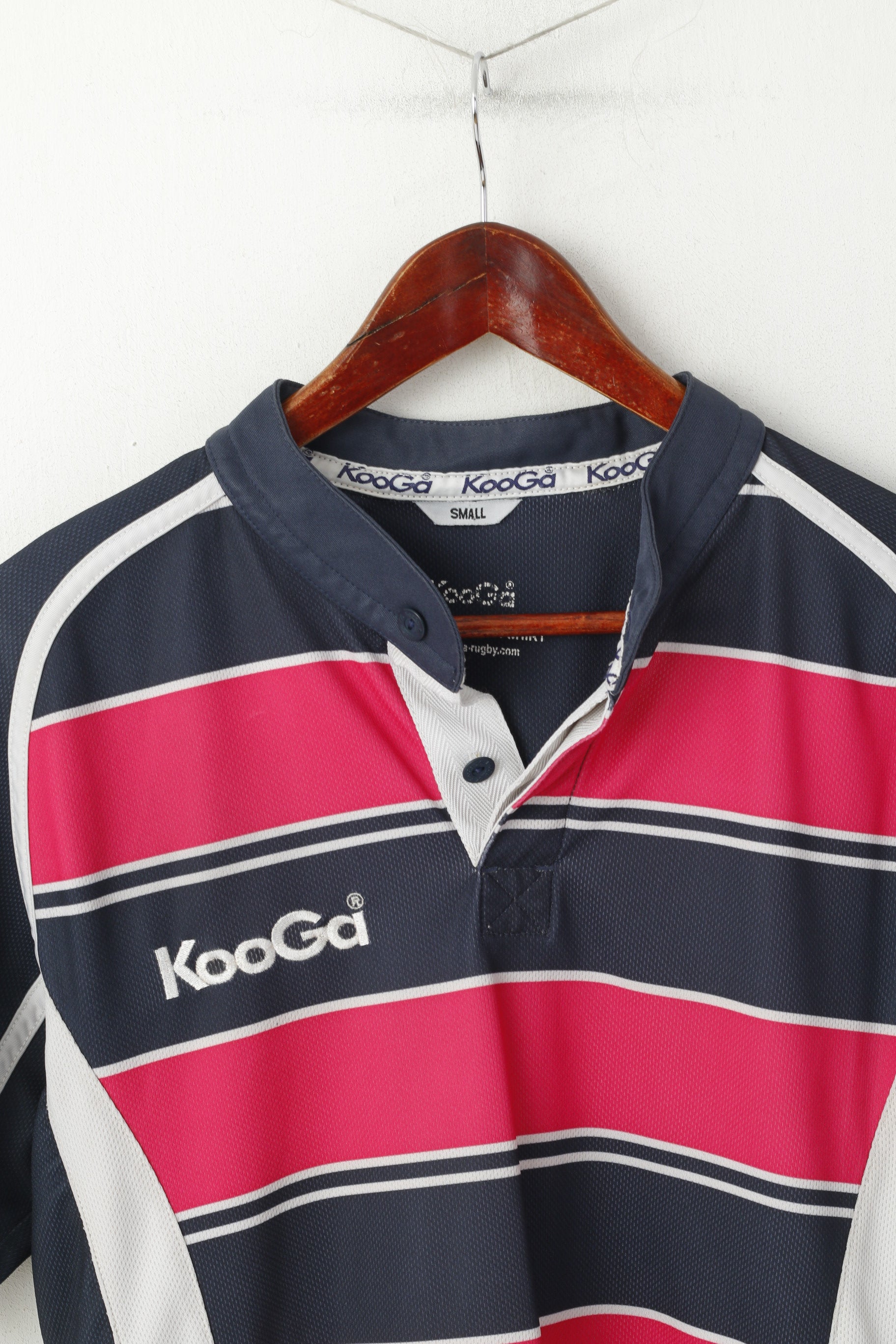 KooGa Men S Shirt Navy Pink Striped Rugby Official Match Jersey Top