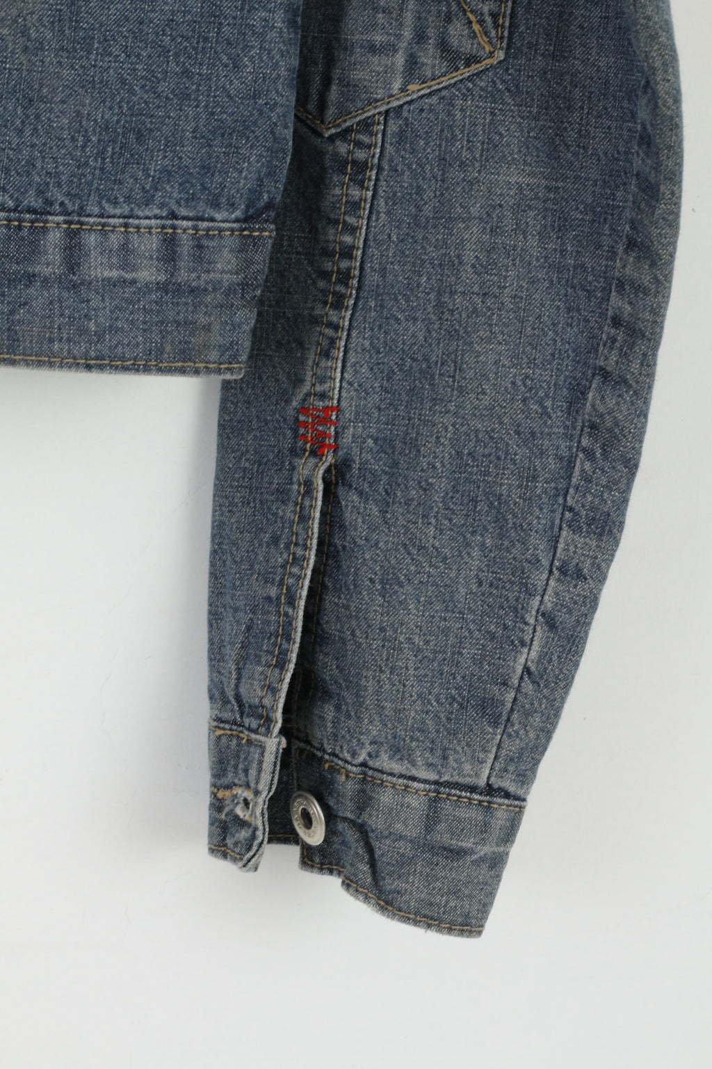 Gaastra Donna 38 M Giacca Jeans Blu Corta in Cotone Sporco Ricamato Top