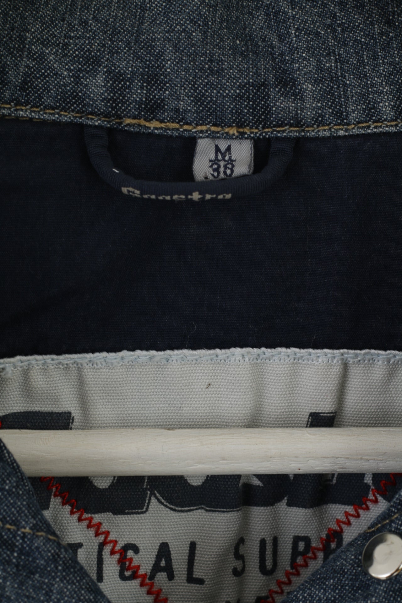 Gaastra femmes 38 M veste en jean bleu recadrée coton sale haut brodé