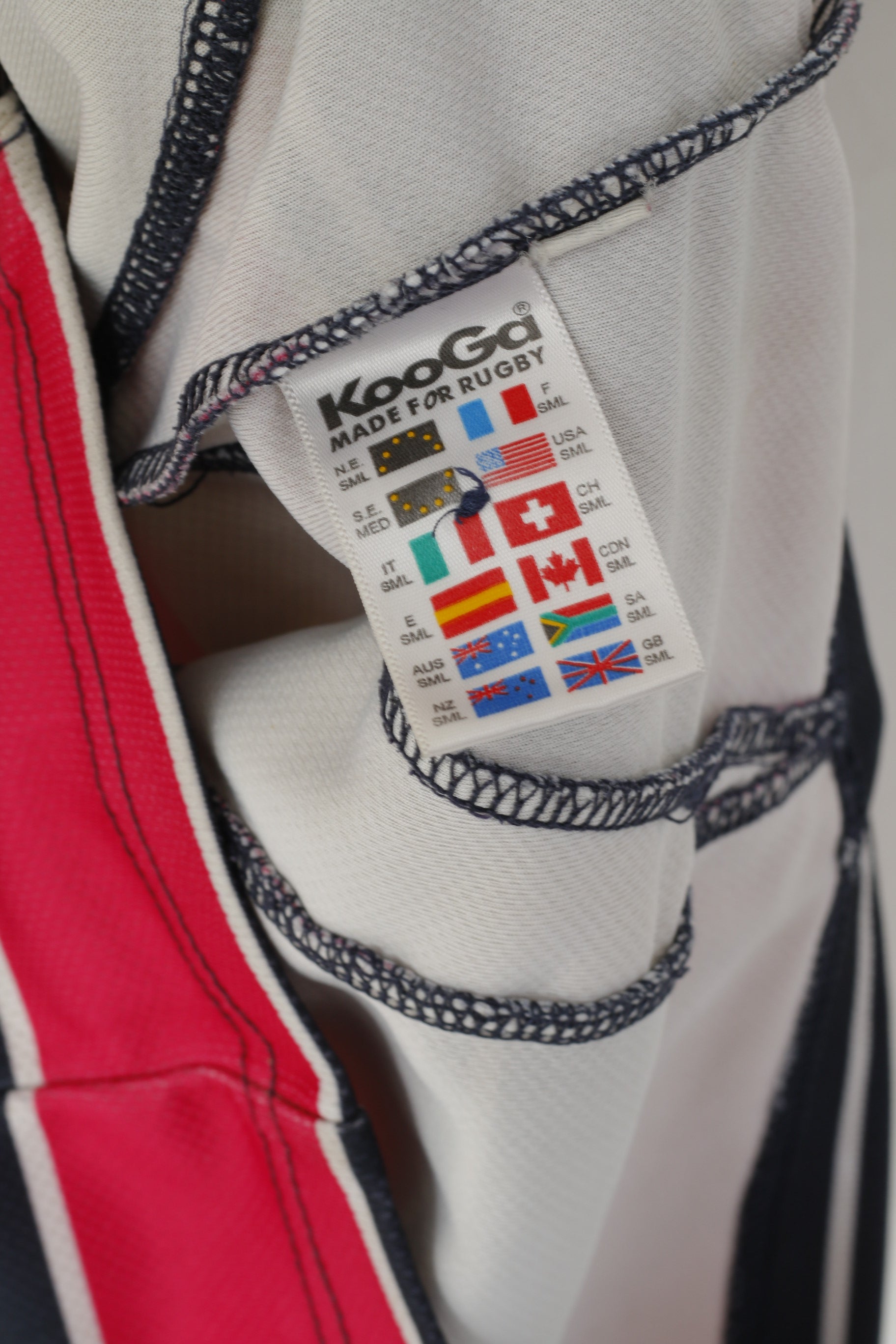 KooGa Men S Shirt Navy Pink Striped Rugby Official Match Jersey Top