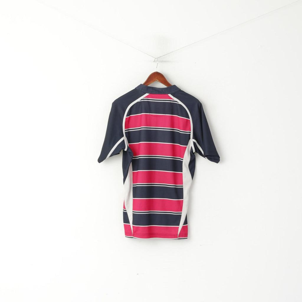 KooGa Men S Shirt Navy Pink Striped Rugby Official Match Jersey Top
