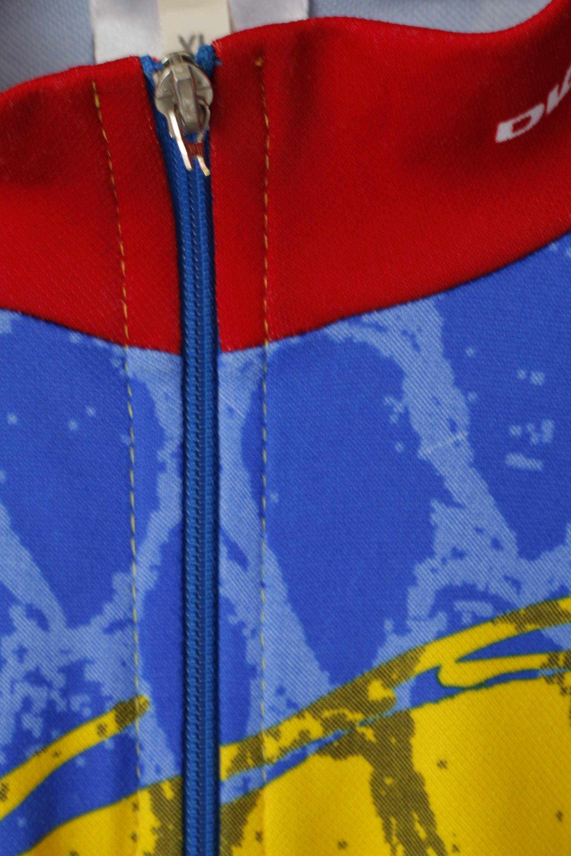 De Marchi Men XL Cycling Shirt Blue Racing Zip Neck Made in Italy Bike Jersey Top