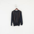 Westrbury C&A Men L Jumper Navy Wool Vintage Crew Neck Striped Sweater