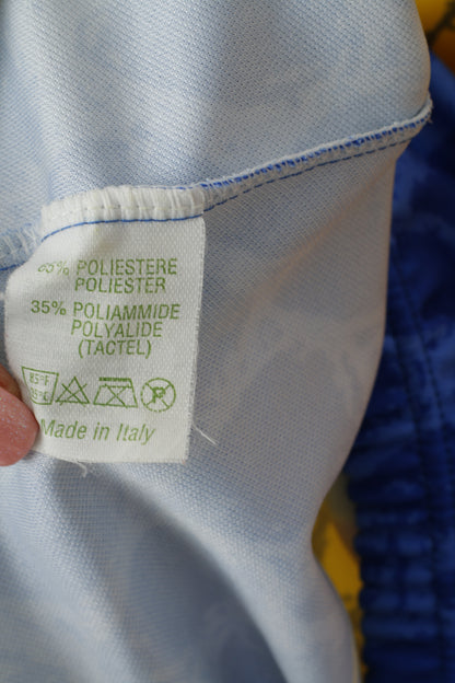 De Marchi Men XL Cycling Shirt Blue Racing Zip Neck Made in Italy Bike Jersey Top