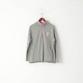 Joules Women L Sweatshirt Grey Cotton Zip Neck Pockets #3 Pullover Top