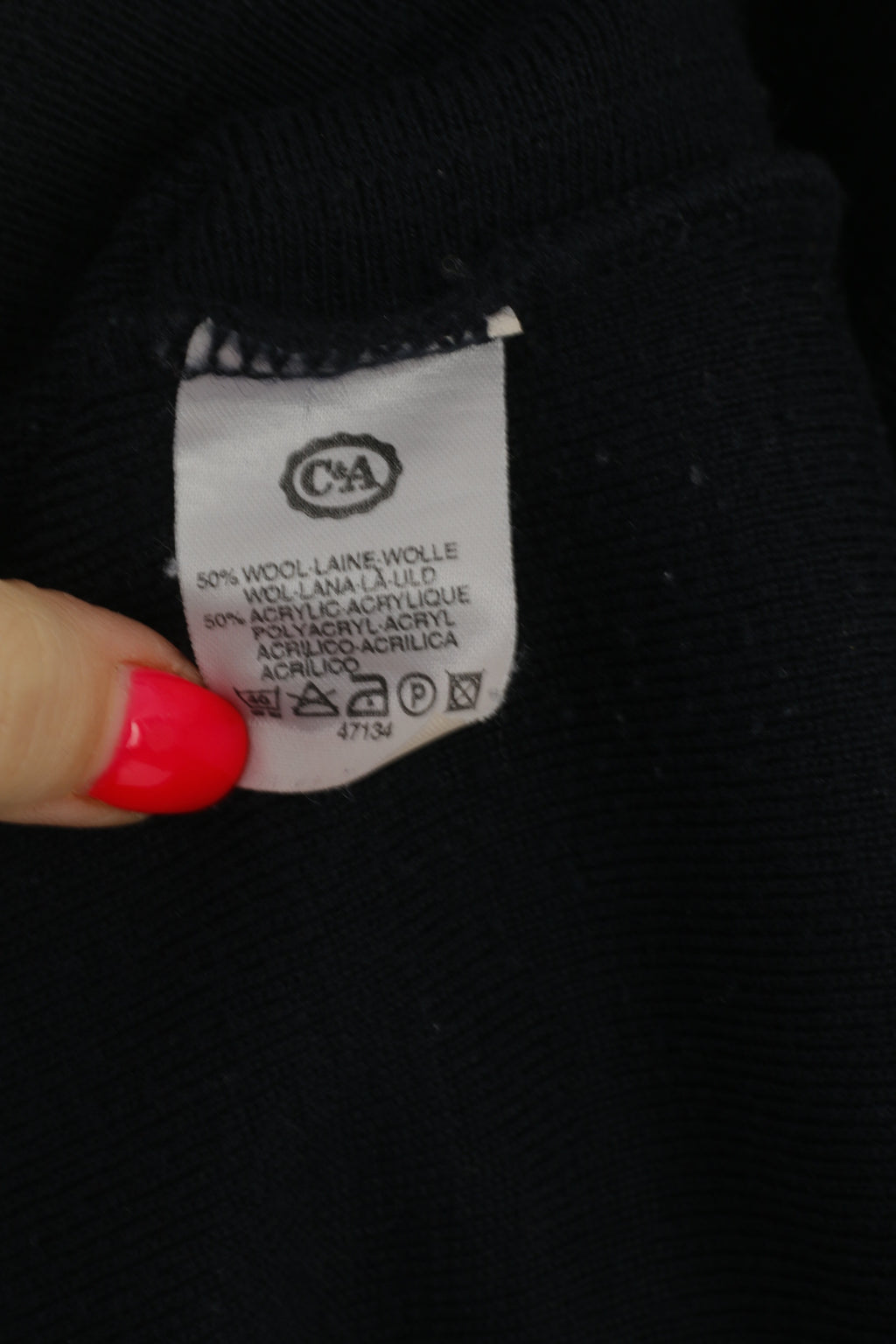 Westrbury C&A Men L Jumper Navy Wool Vintage Crew Neck Striped Sweater