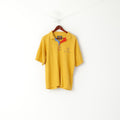 Rough Trade Men L Polo Shirt Mustard Cotton Vintage Pocket Plain Classic Top