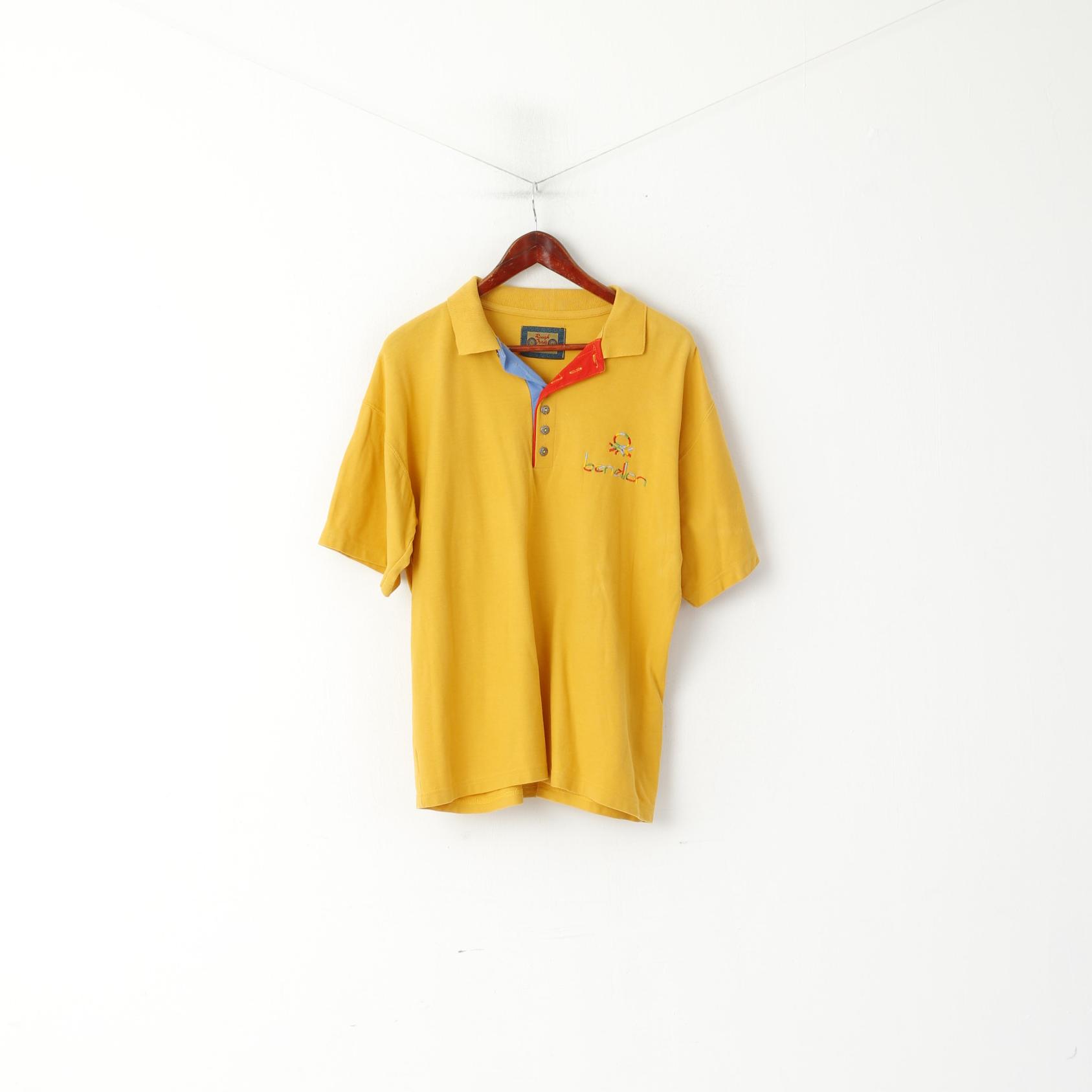 Polo da uomo Rough Trade L, top classico in cotone senape, tasca vintage, tinta unita