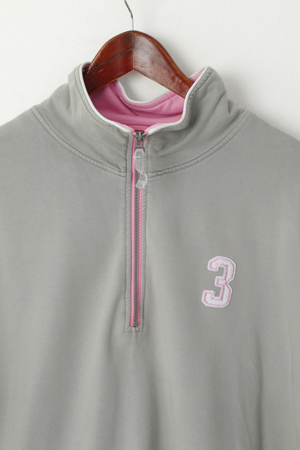 Joules Women L Sweatshirt Gris Coton Zip Cou Poches #3 Pull Top