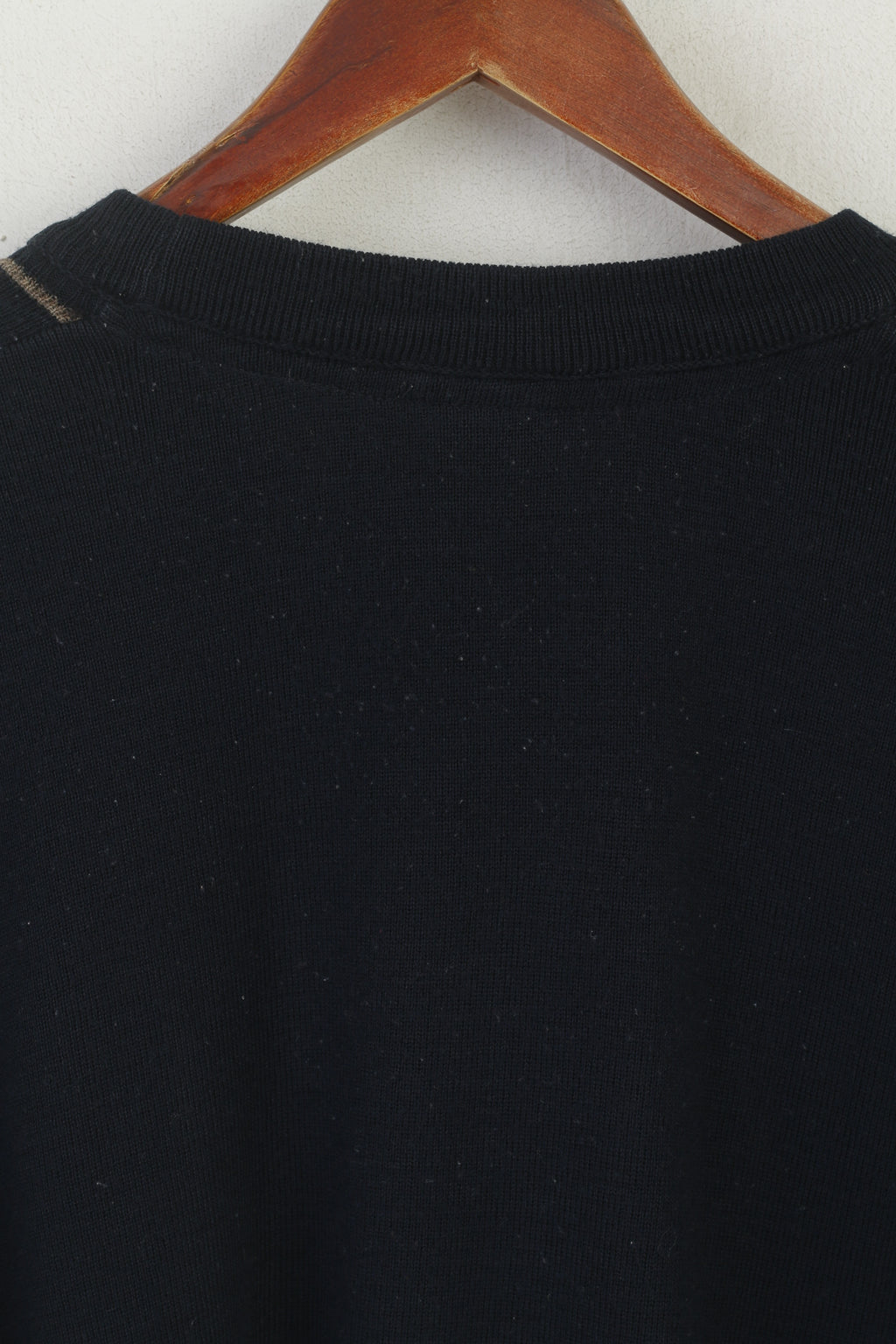 Westrbury C&A Men L Jumper Navy Wool Vintage Crew Neck Striped Sweater