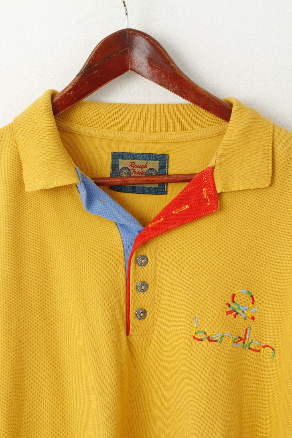 Polo da uomo Rough Trade L, top classico in cotone senape, tasca vintage, tinta unita