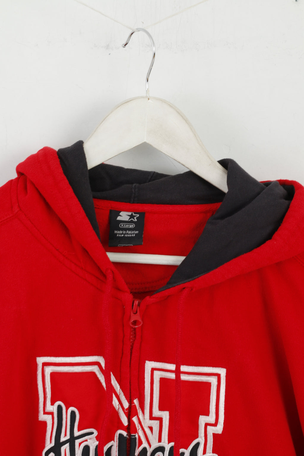 Starter Men XL Sweatshirt Red Cotton Huskers Basketball Zip Up Hoddie