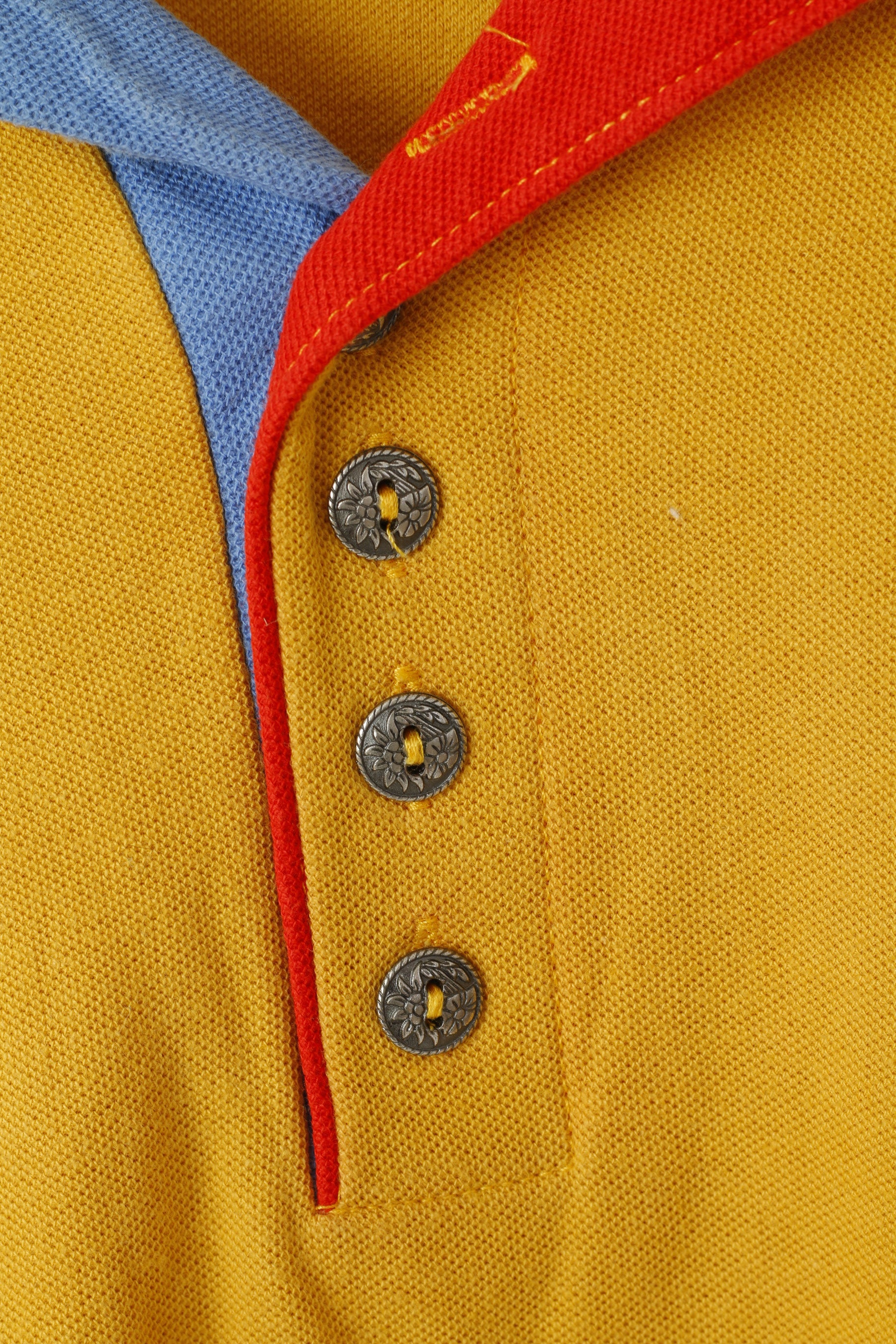 Polo da uomo Rough Trade L, top classico in cotone senape, tasca vintage, tinta unita