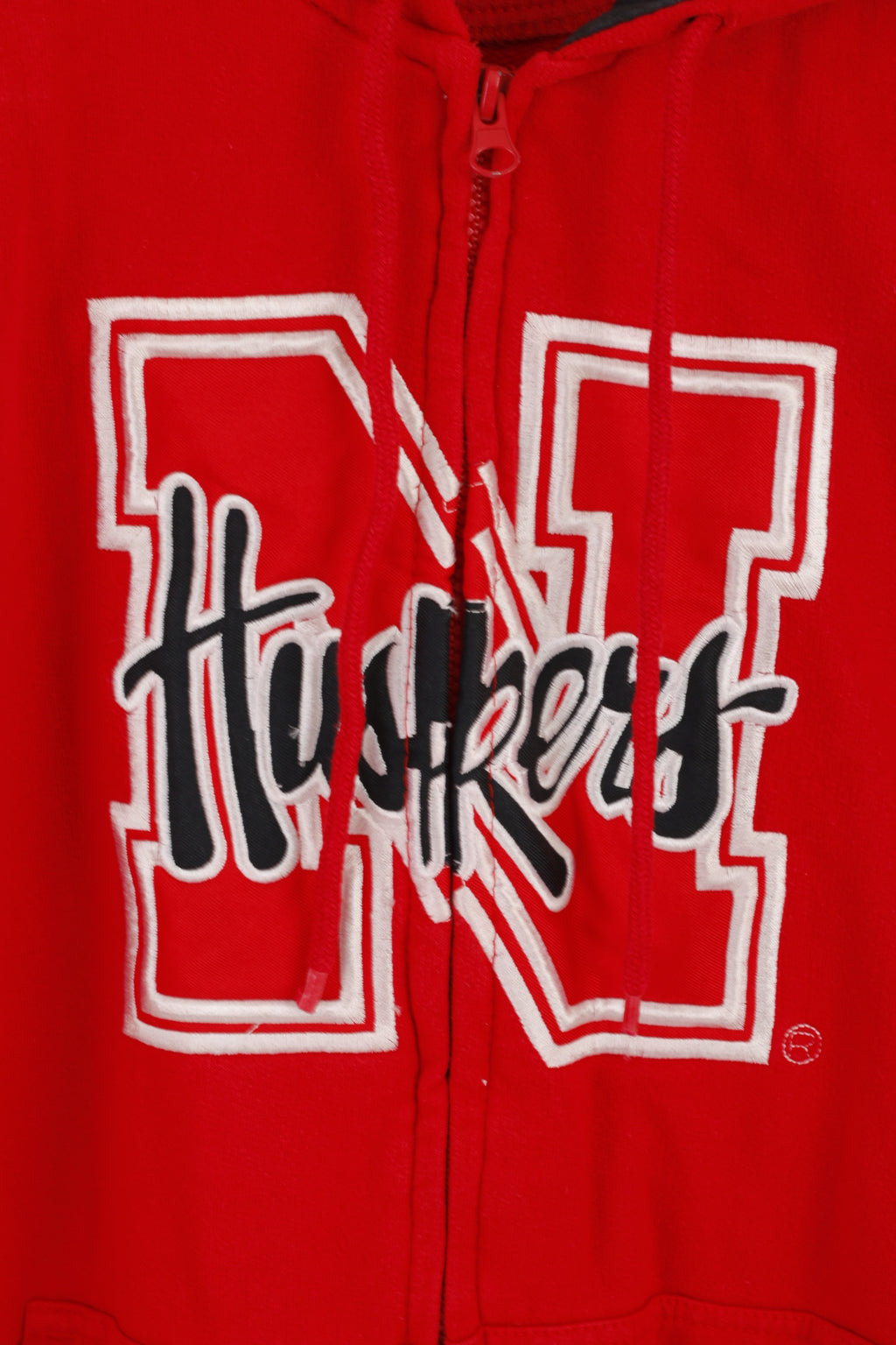 Starter Men XL Sweatshirt Red Cotton Huskers Basketball Zip Up Hoddie