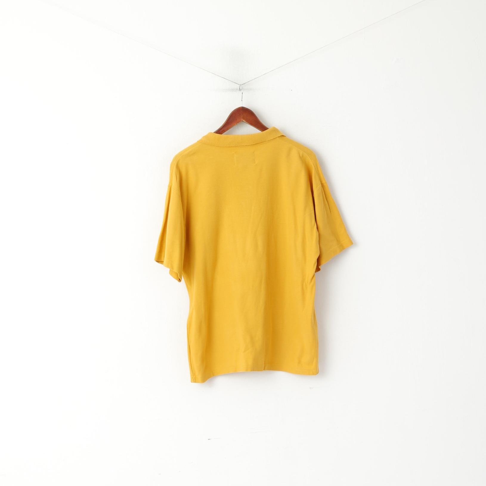 Polo da uomo Rough Trade L, top classico in cotone senape, tasca vintage, tinta unita