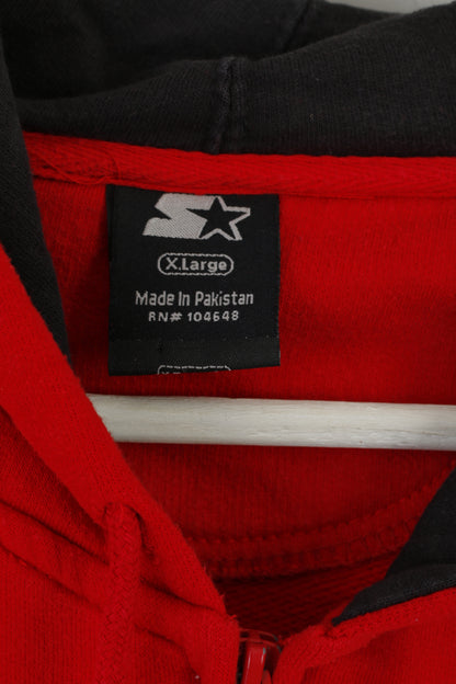 Starter Men XL Sweatshirt Red Cotton Huskers Basketball Zip Up Hoddie