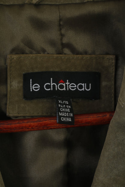 Le Chateau Femmes XL Veste Vert Daim vintage Simple Boutonnage Épaulettes Blazer