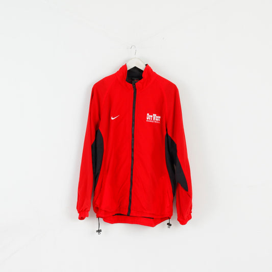 Giacca Nike Team Uomo L Giacca rossa in nylon Out West Basket Activewear Top con cerniera