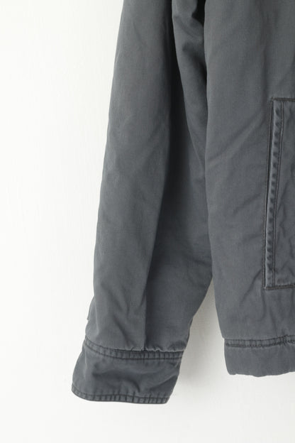 FILA Giacca da uomo XL (M) Tasche militari imbottite in cotone grigio con cerniera completa Top classico