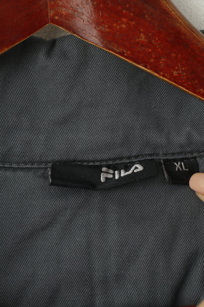 FILA Giacca da uomo XL (M) Tasche militari imbottite in cotone grigio con cerniera completa Top classico