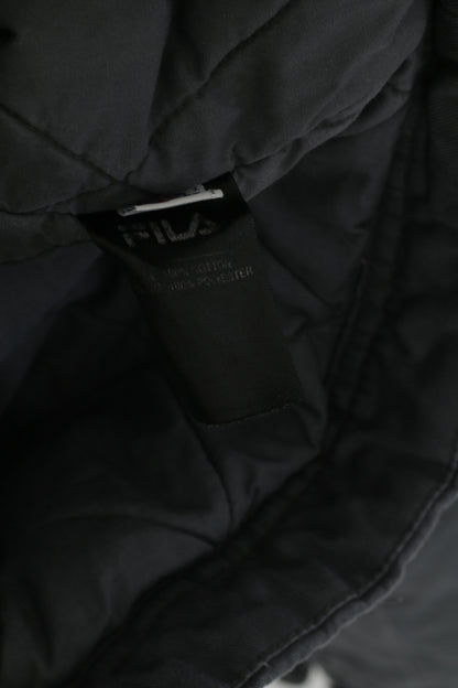 FILA Men XL (M) Jacket Grey Cotton Padded Full Zipper Military Pockets Classic Top