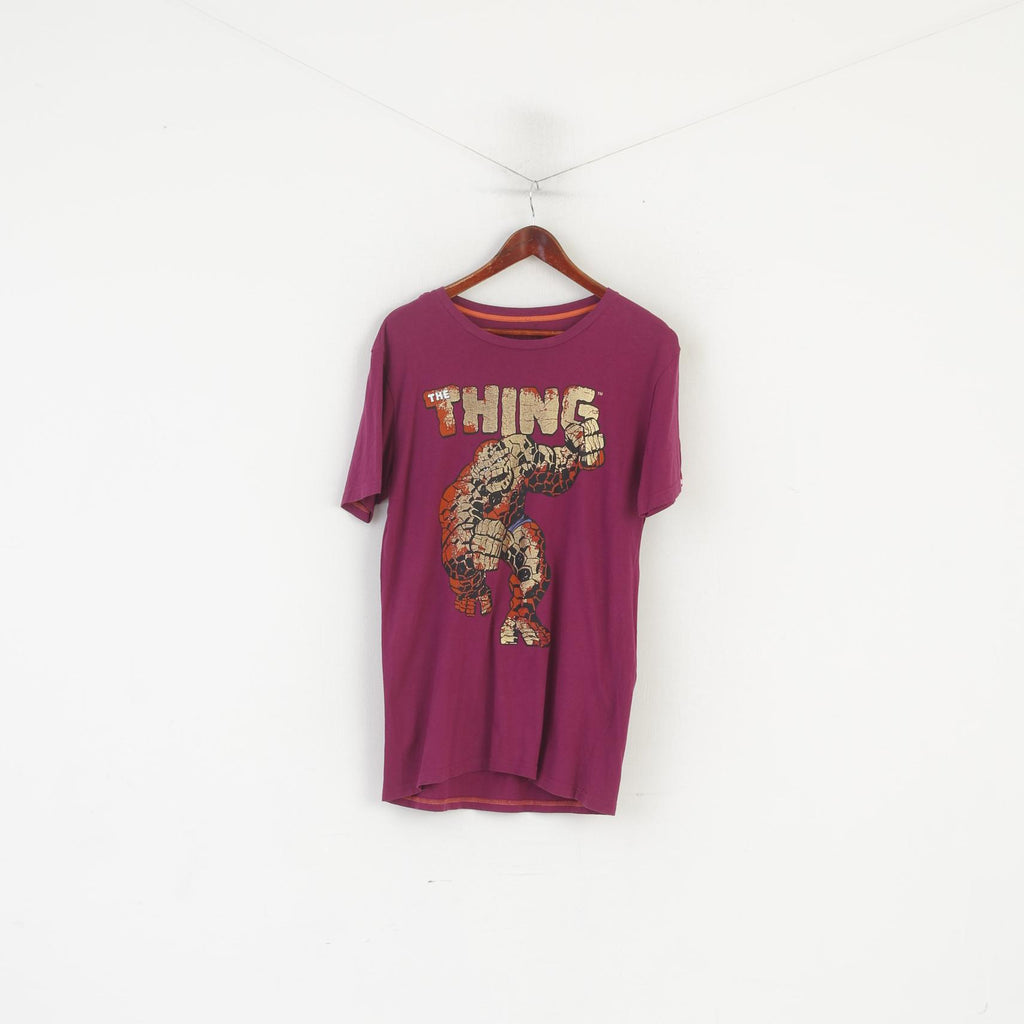 Marvel &amp; XDYE Hommes L Chemise Violet Coton The Thing Heros Haut Graphique