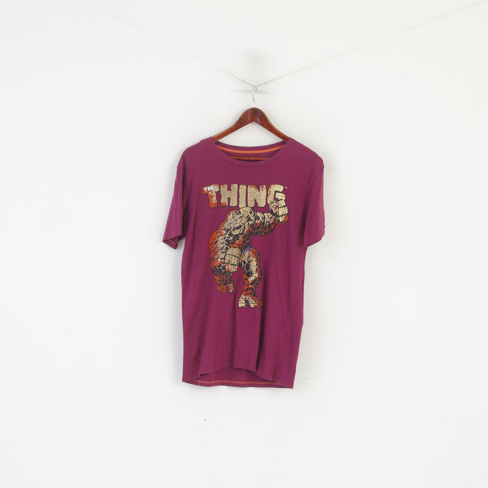 Marvel &amp; XDYE Hommes L Chemise Violet Coton The Thing Heros Haut Graphique